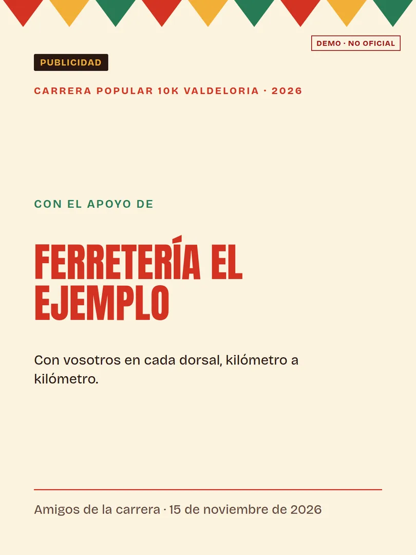 Post de agradecimiento a una ferretería patrocinadora de una carrera, con la etiqueta Publicidad