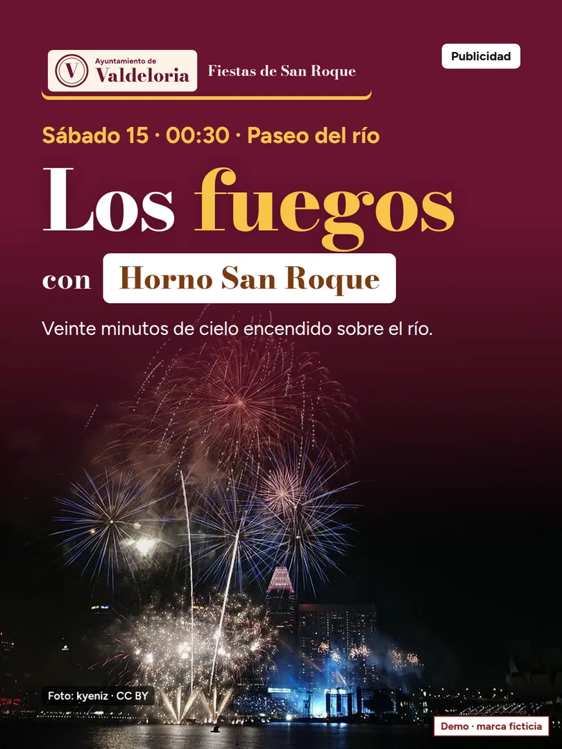 Post «Los fuegos, con Horno San Roque» con la etiqueta Publicidad y los fuegos sobre el río