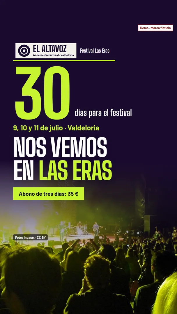 Story de cuenta atrás: 30 días para el festival, sobre una foto de concierto