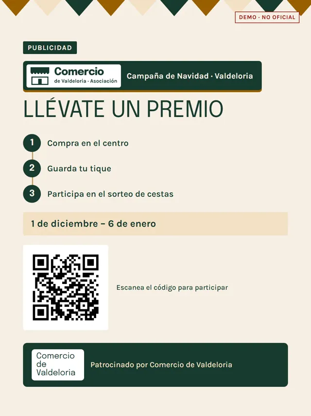 Post «Llévate un premio» con los tres pasos del sorteo, las fechas del 1 de diciembre al 6 de enero y un código QR